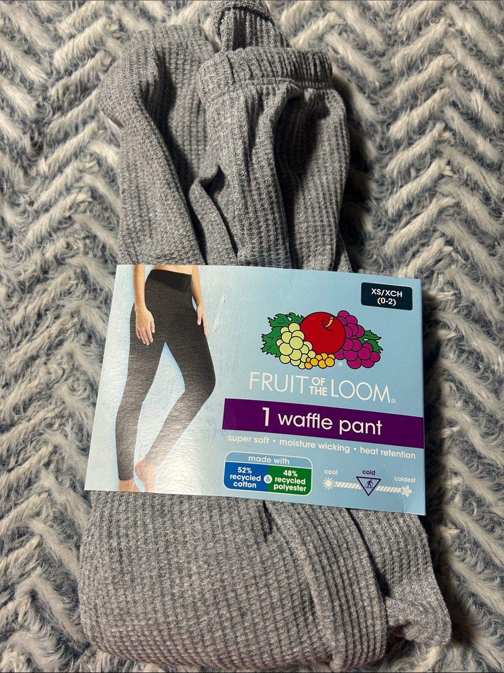 Fruit of the Loom Womens Gray Waffle Pants~Thermal Leggings